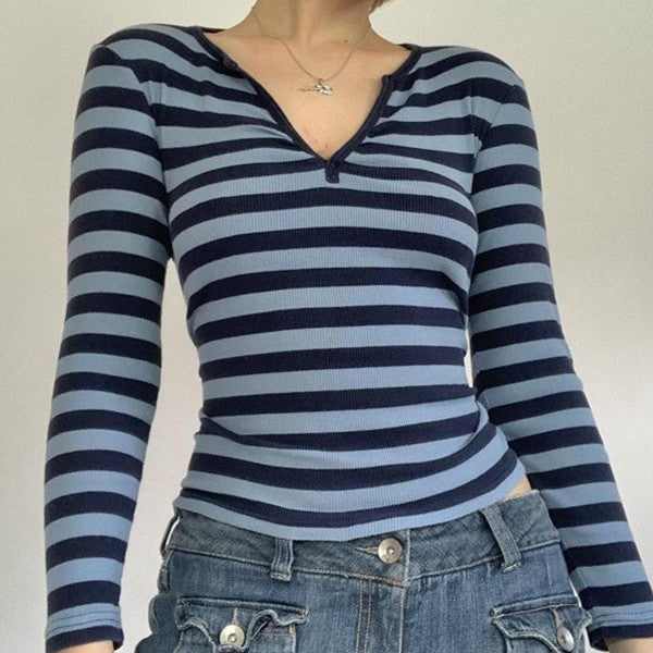 Cozy Striped Long-Sleeve Pullover Sweater