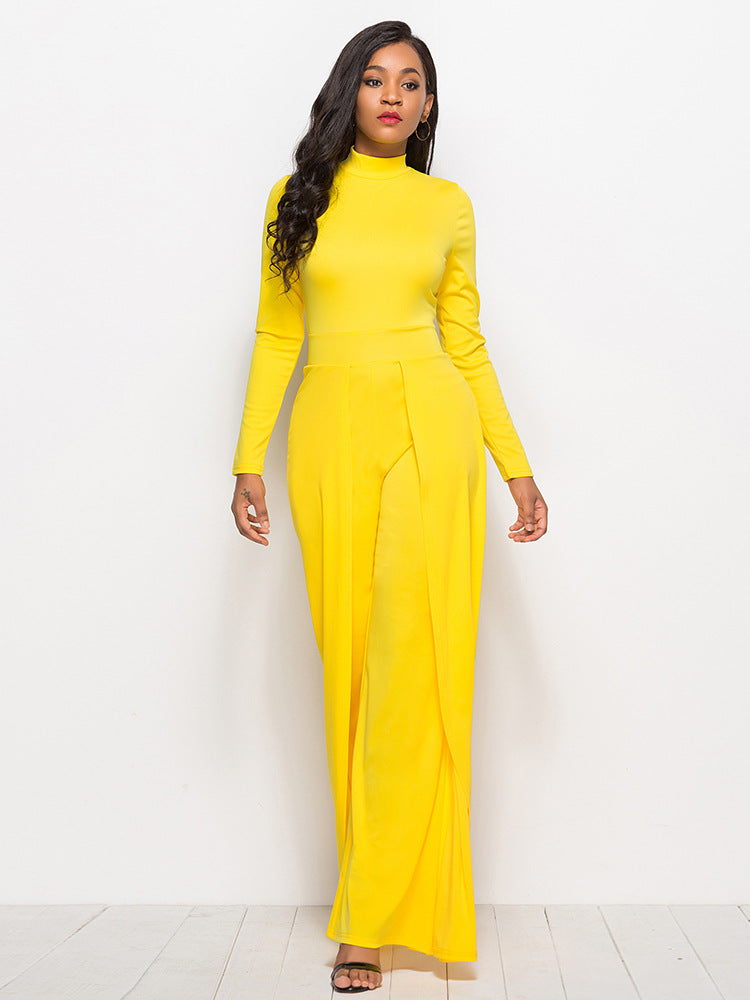 Elegant Long Sleeve Wide Leg Jumpsuit