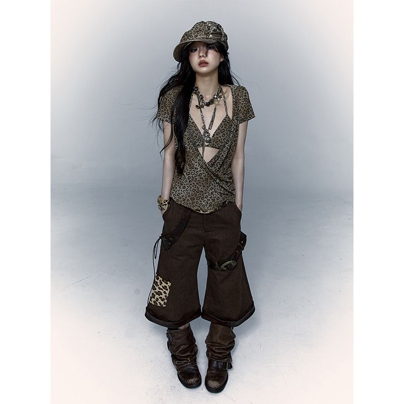 European And American Retro Hot Girl Hooded Punk Short Sleeve T-shirt