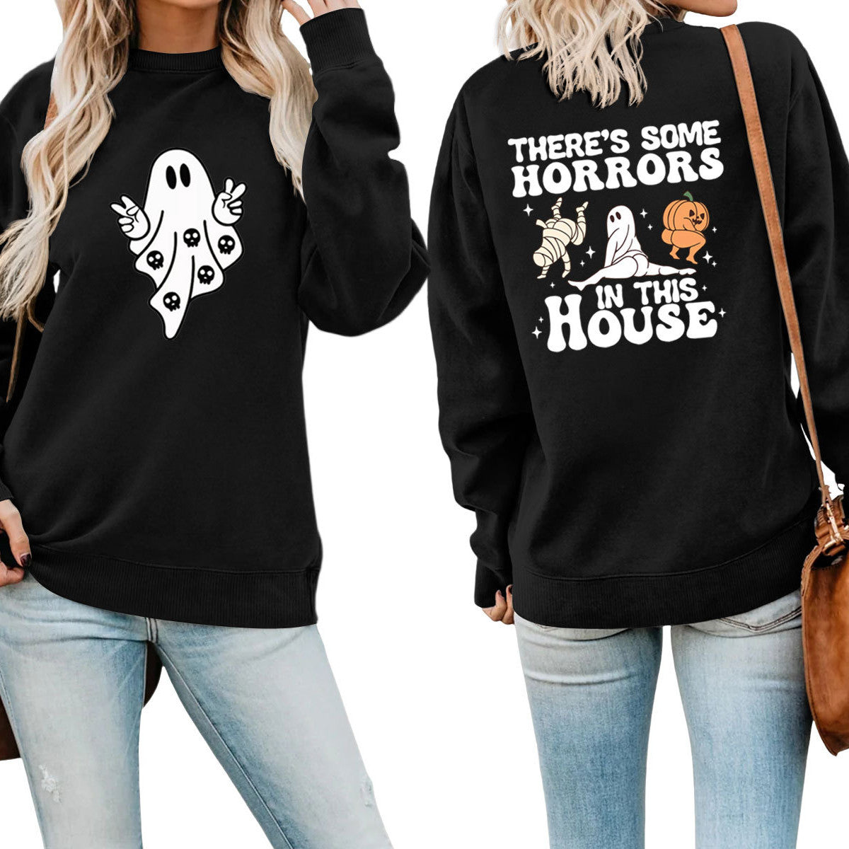 There's Some Horrors Printed Casual Long Sleeve Sweater