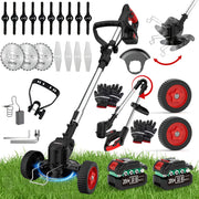 Portable Cordless 3-in-1 Electric Lawn Mower with Adjustable Height, Rotating Head, 3 Blades and Dual Lithium Batteries