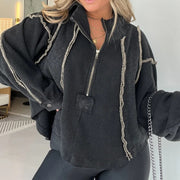 Cozy Frayed Hem Women's Sweater for Autumn & Winter