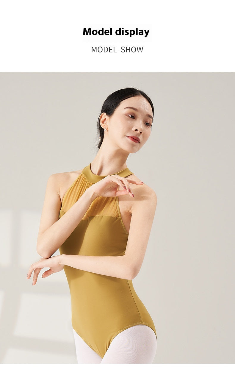 Sleeveless Halter Ballet Dance Dress with Built-in Chest Pad