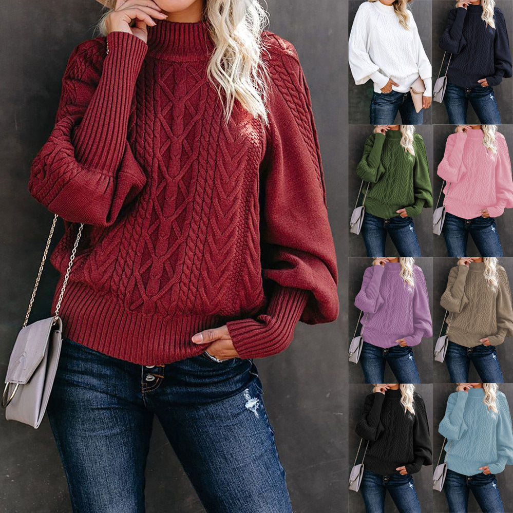 Women's Cozy Loose Knit Long Sleeve Crewneck Pullover Sweater