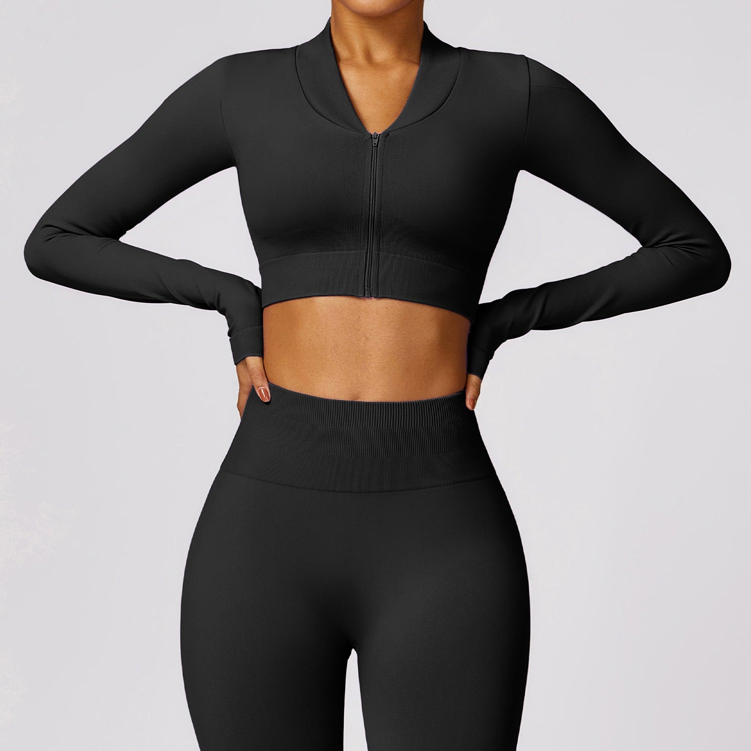 Seamless Long-Sleeve Winter Yoga Jacket & Workout Top