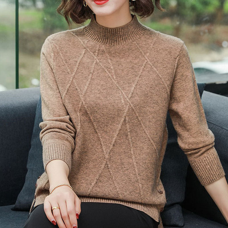 Womens Short Loose-fit Knit Bottoming Sweater