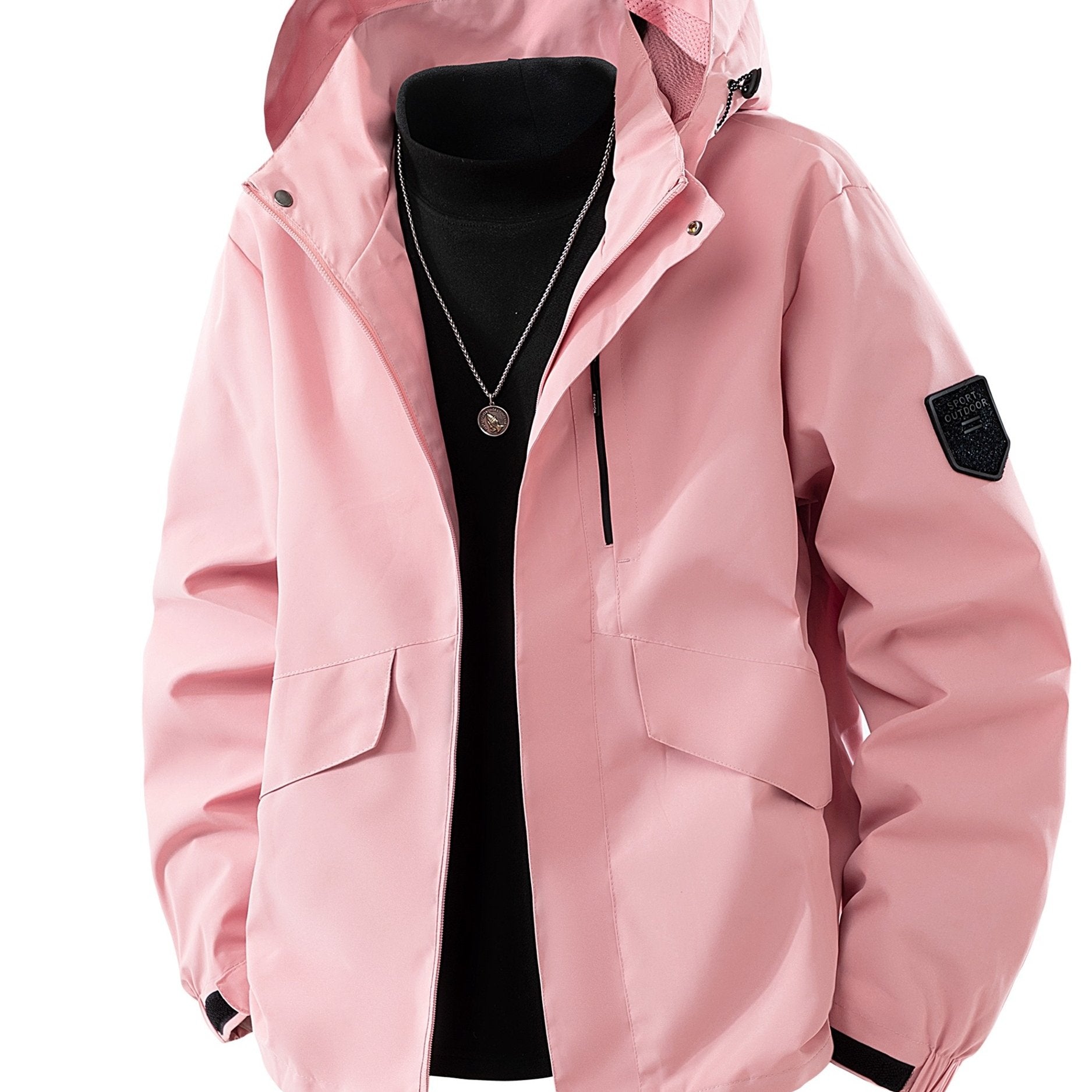 Unisex Detachable Hooded Cargo Jacket with Multi-Pocket Design