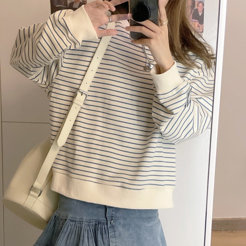 Korean Chic Striped Loose Pullover Sweater