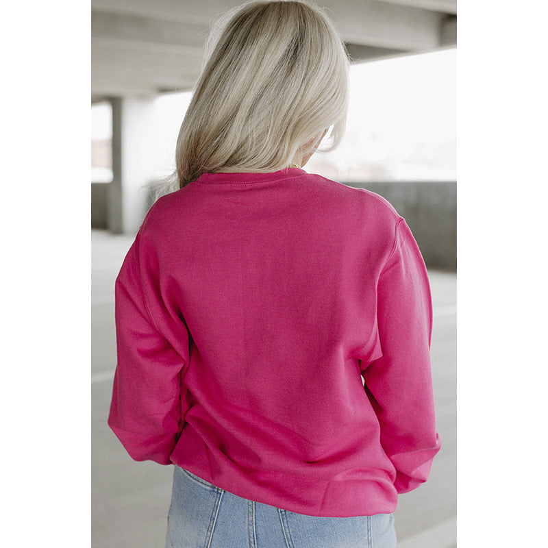 Women's Loose Printed Round Neck Long Sleeve Sweater