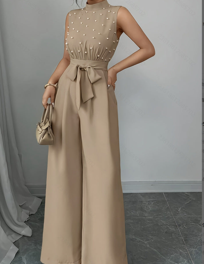 Black Polka Dot Sleeveless Wide-Leg Jumpsuit