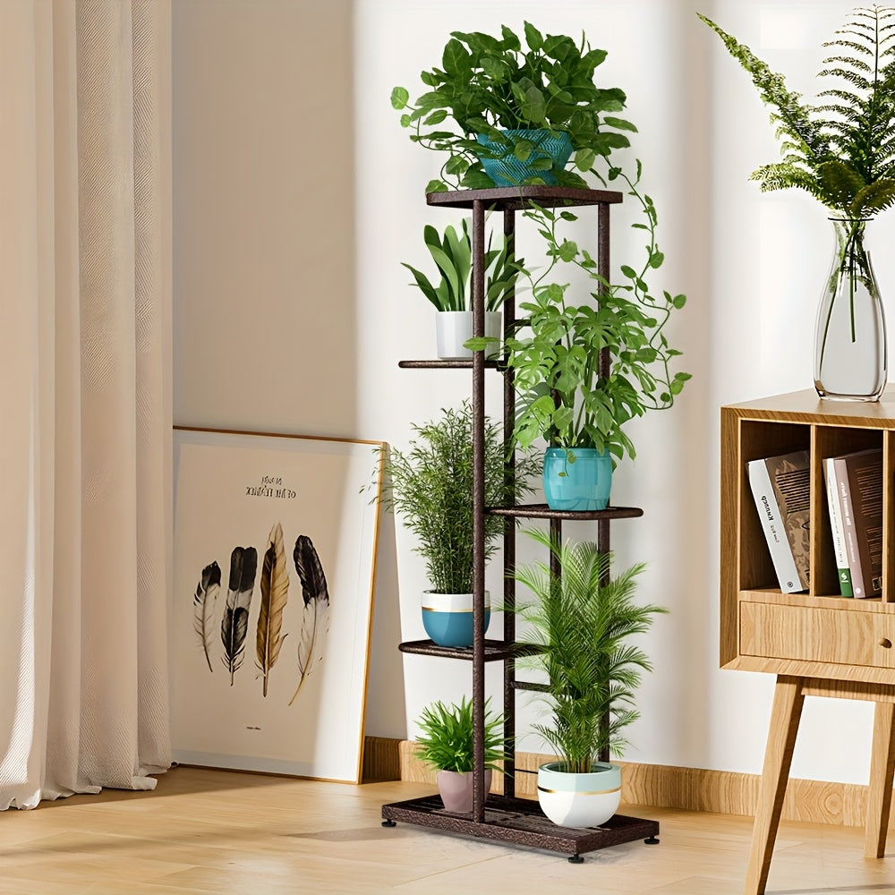 Metal Plant Stand 42-inch High 7-layer 6-pot Metal Plant Stand - Indoor Multi-layer Plant Stand, Suitable For Living Rooms, Balconies, Indoor And Outdoor Plants, Decorations, Living Room Corner Pla...