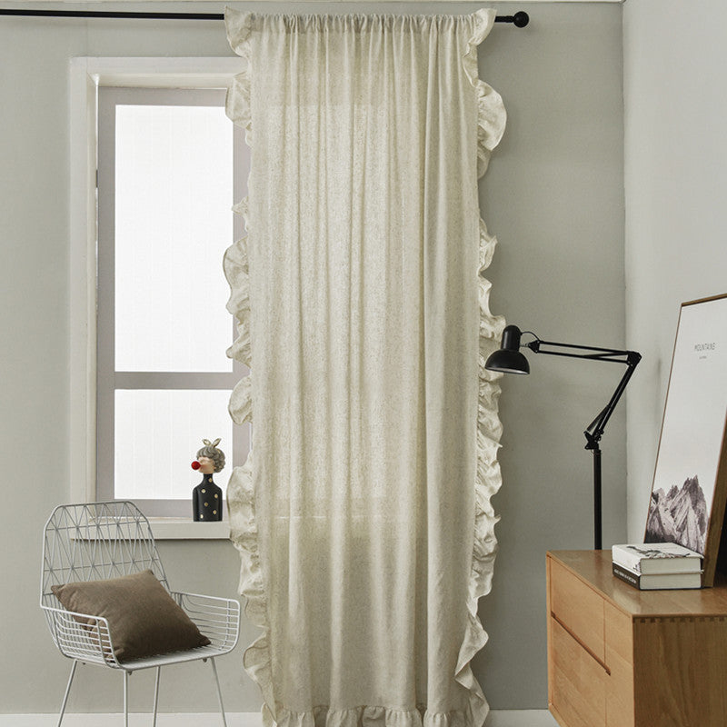 Polyester Linen Solid Color Simple Bedroom Living Room Half Shade Curtain