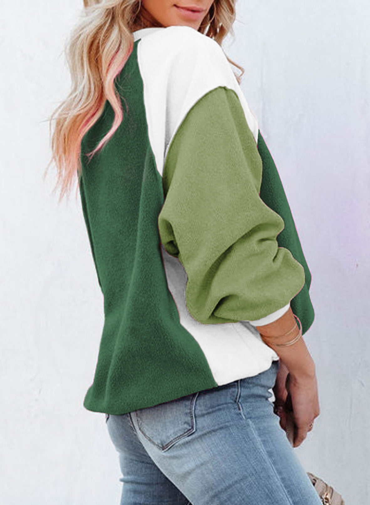 Cozy Colorblock Fleece Lantern Sleeve Pullover Top