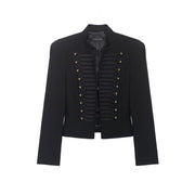 Tailored Women's Blazer with Shoulder Pads - Professional Office Wear