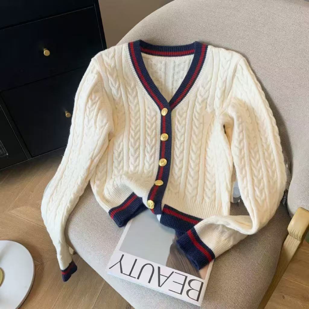 Western Style Slimming Cable-knit Sweater Coat