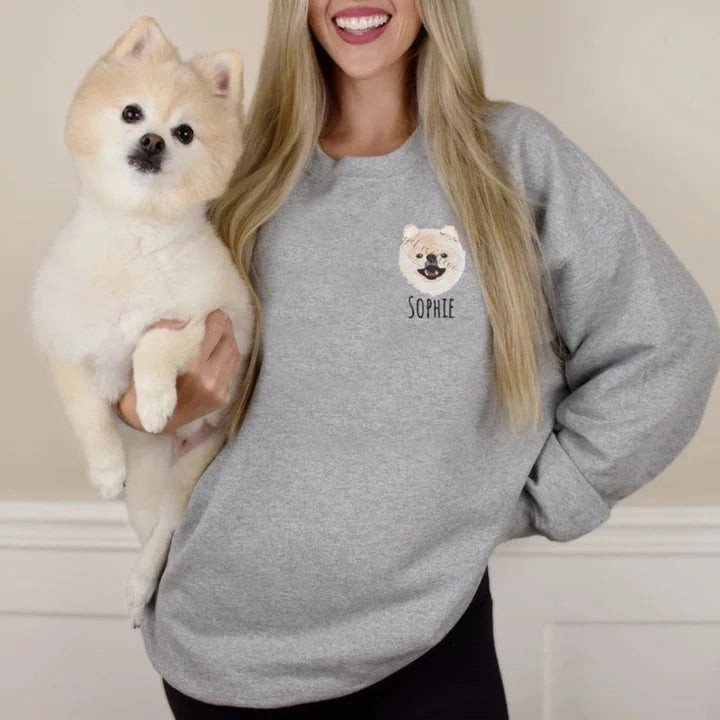 Embroidered Round Neck Loose Urban Leisure Pullover Sweater