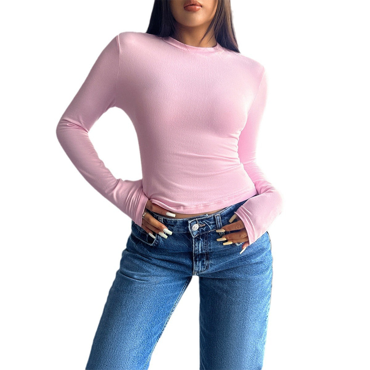 Y2K Backless Pleated Long-Sleeve Slim Knit Top