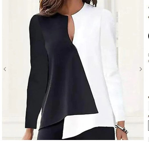 Floral Print V-Neck Asymmetric Long Sleeve Women's Top