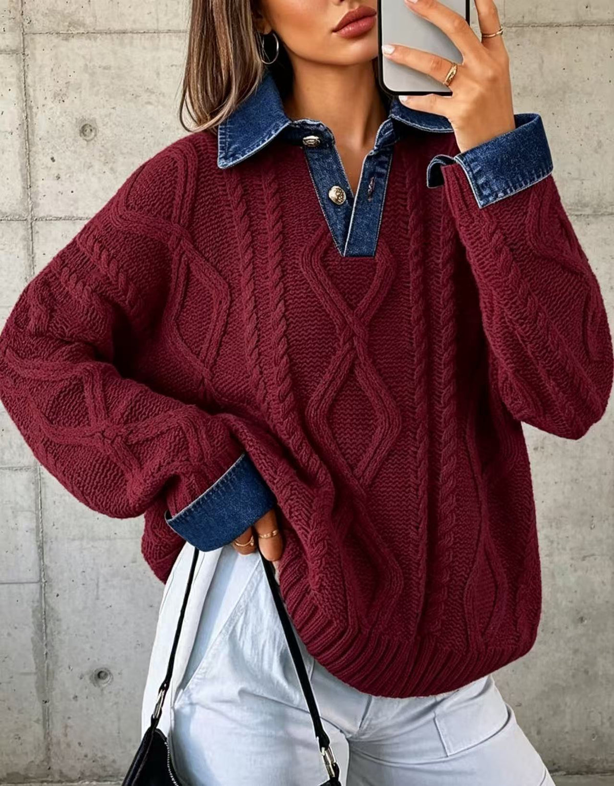 Womens Fallwinter Cable-knit Sweater