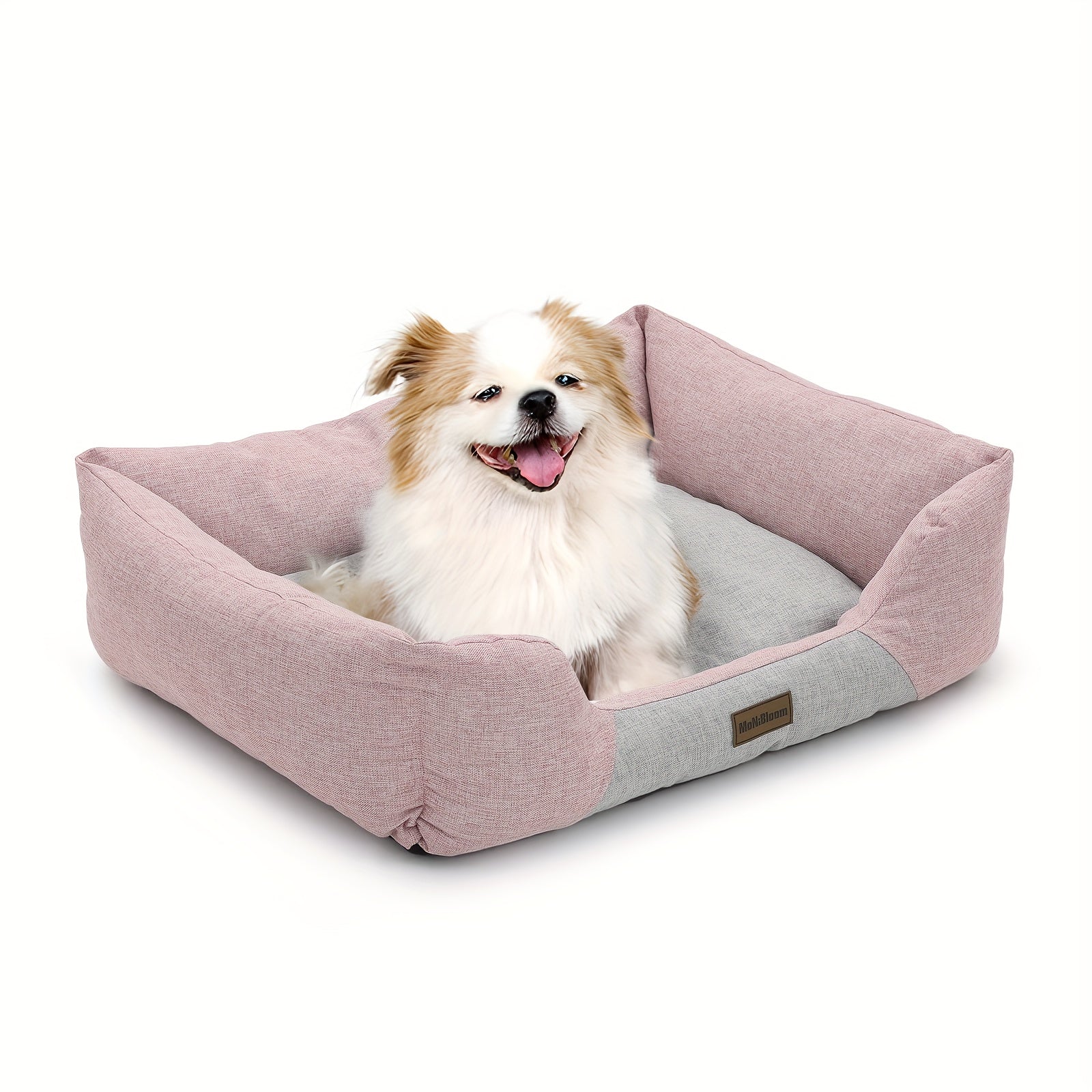 Monibloom 27"X21"X7" Dog Beds For Medium Small Dogs Machine-Washable Linen-Like Fabric Pet Beds Warming Cozy Soft Bed For Dogs And Cat