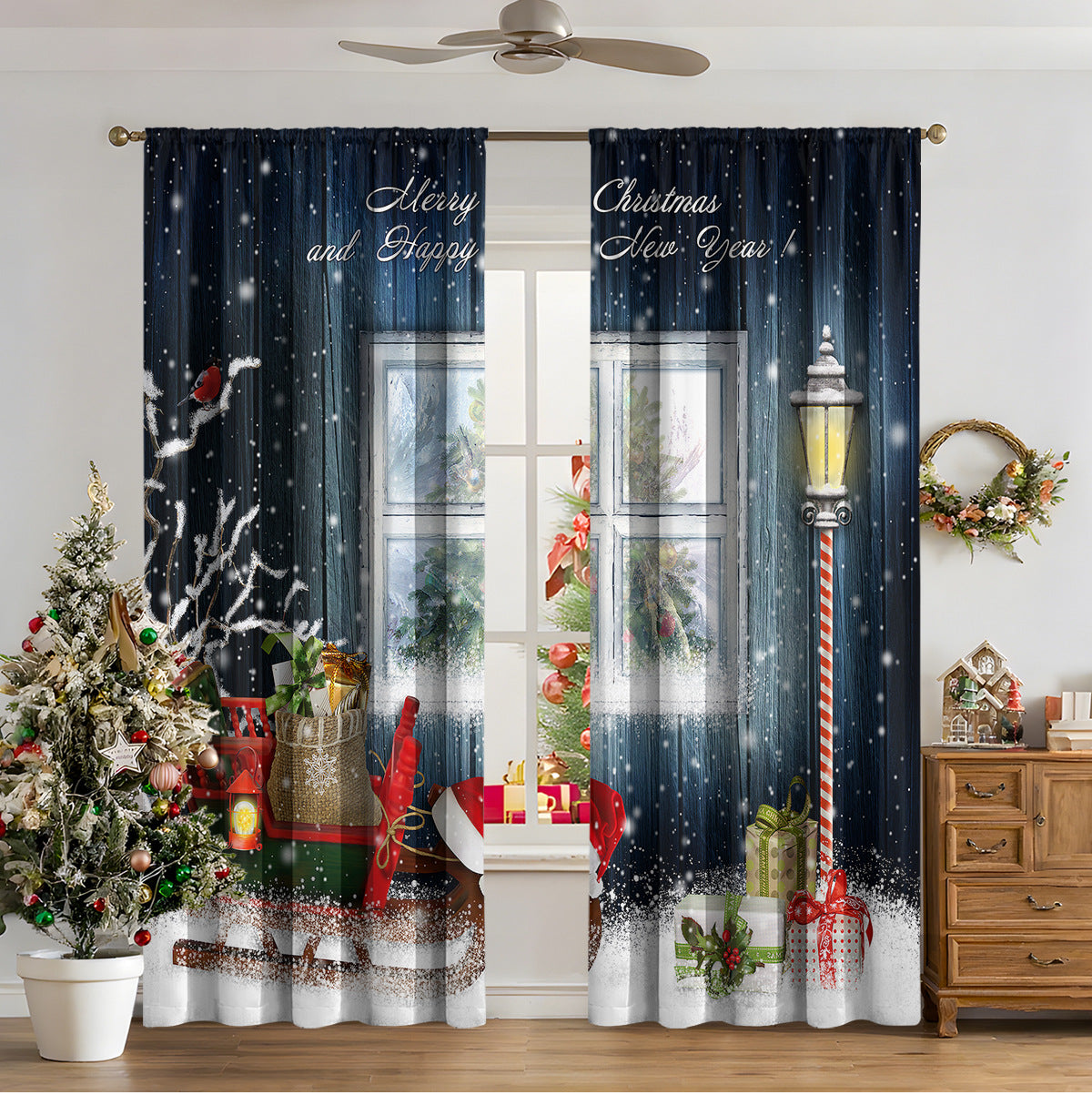 3d Digital Printed Christmas Curtains