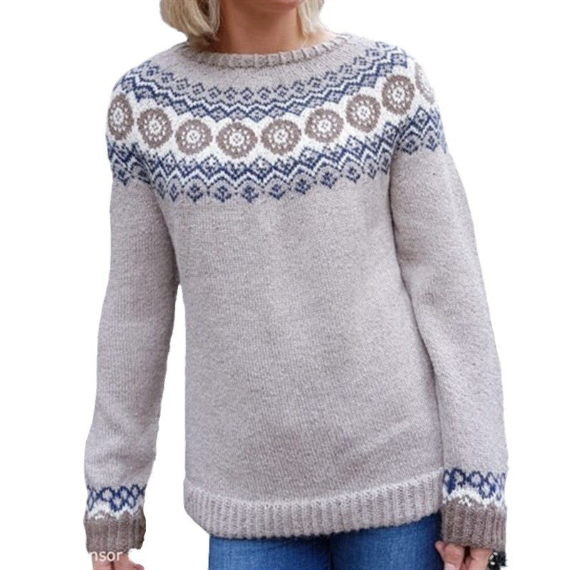 Round Neck Multicolor Loose Fashion Pullover Sweater