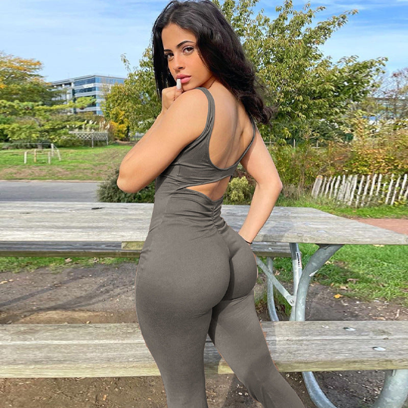 Women's Solid Backless Slim Fit Jumpsuit