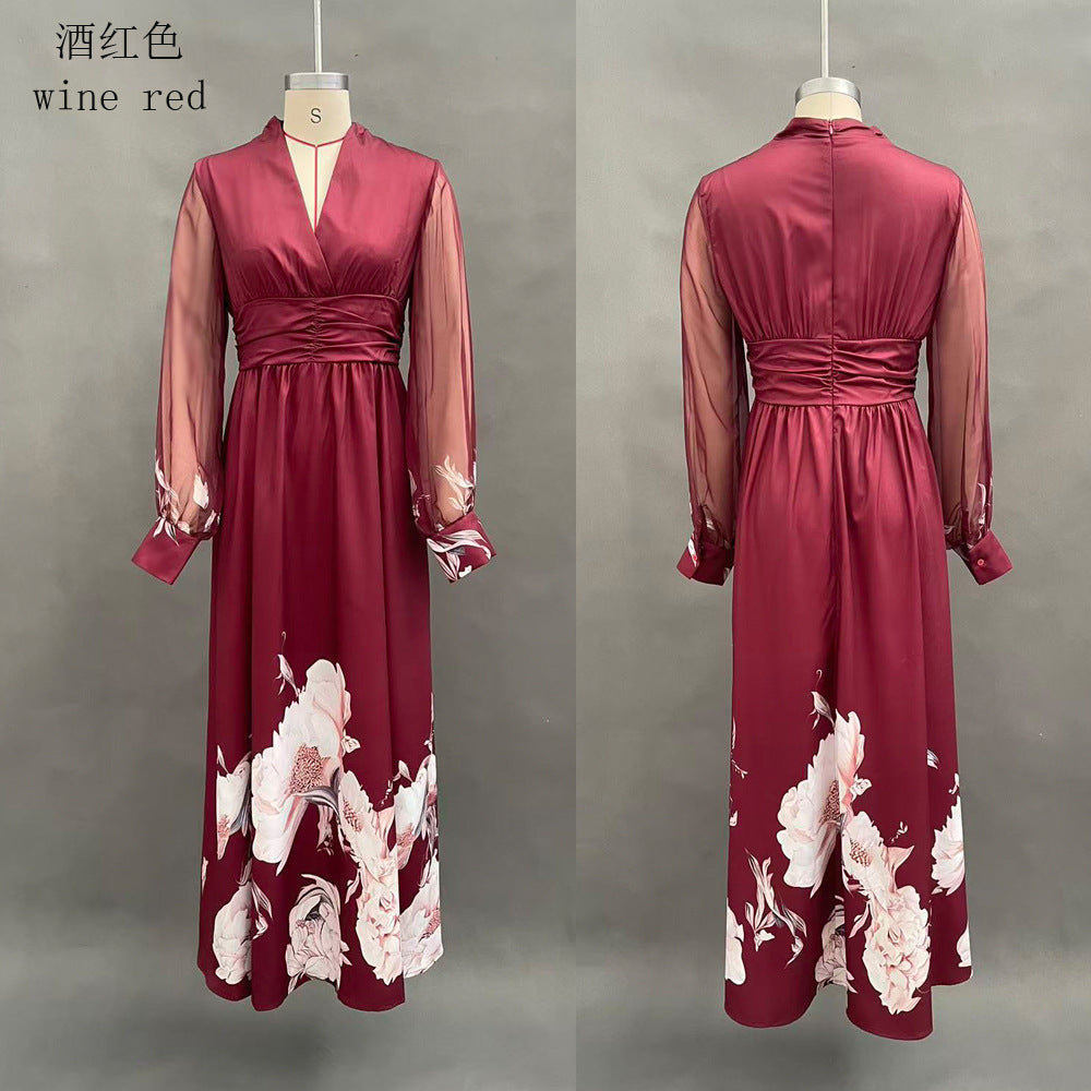 2026 Spring Long Mesh Patchwork French Slim Fit Dress Versatile Pri…