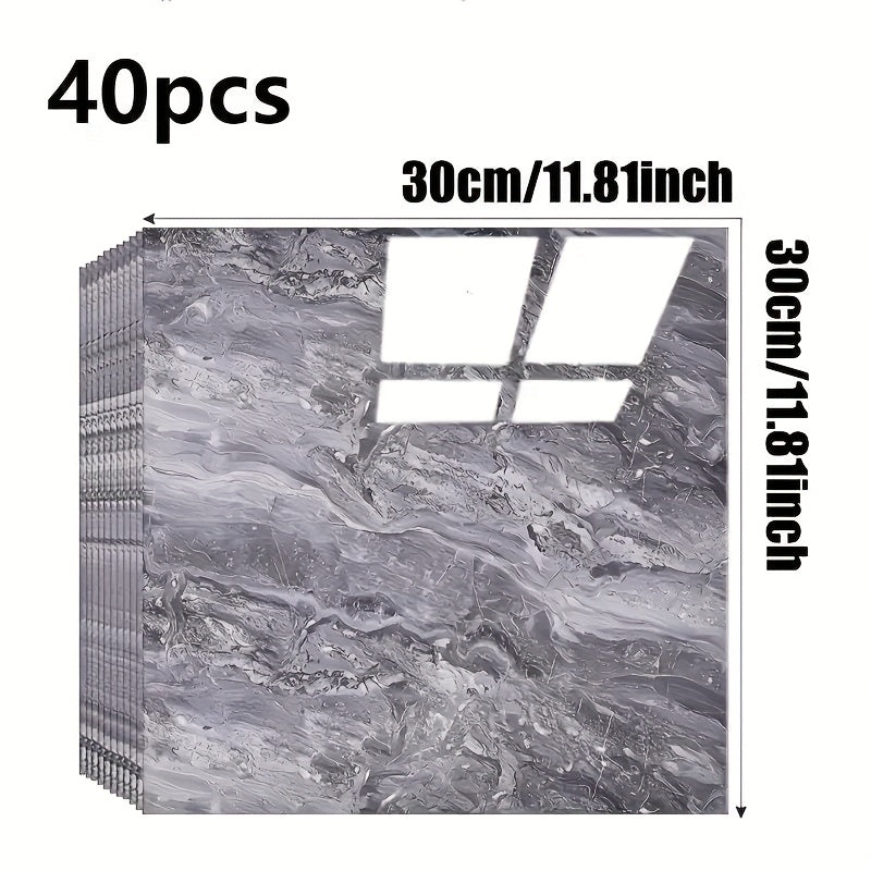 20/40/60/80/100pcs Glossy Marble Pattern Imitation Ceramic Tiles Self-Adhesive Wall Stickers, Peel and Stick, Waterproof for Living Room Kitchen Backsplash Bathroom Home Wall Stickers, Not Suitable…