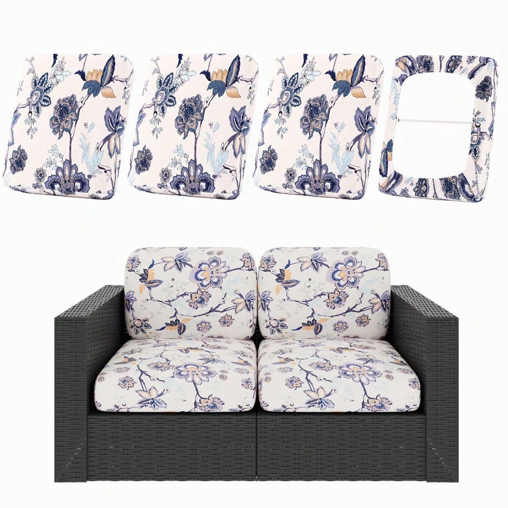 4pcs/ 8pcs/12pcs Patio Cushion Covers, Stretch Outdoor Couch Cushion Covers Replacement, Washable Outdoor Chair/Sofa Slipcovers for Patio Furniture Cushion Protector with Elastic Bottom (Paisley, Cover solely)