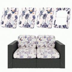 Stretch patio cushion covers in paisley pattern for outdoor furniture