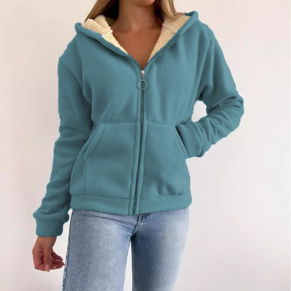 Cozy Zip-Up Kangaroo Pocket Hooded Cardigan