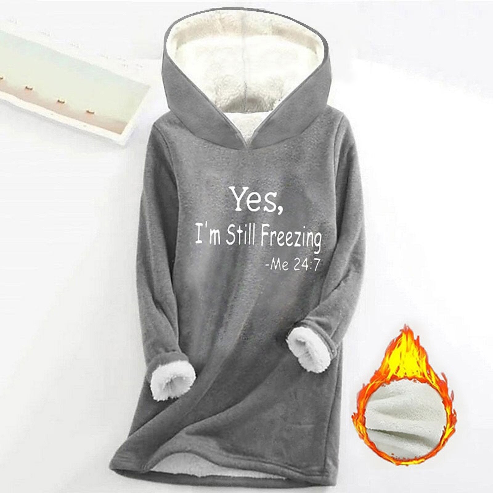 Cozy Plush Long Sleeve Offset Print Pullover Sweater