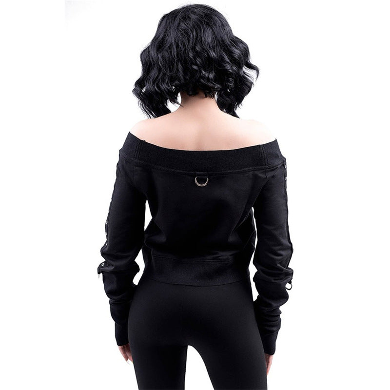 Women's Off-Shoulder Slim Fit Cropped Sweater