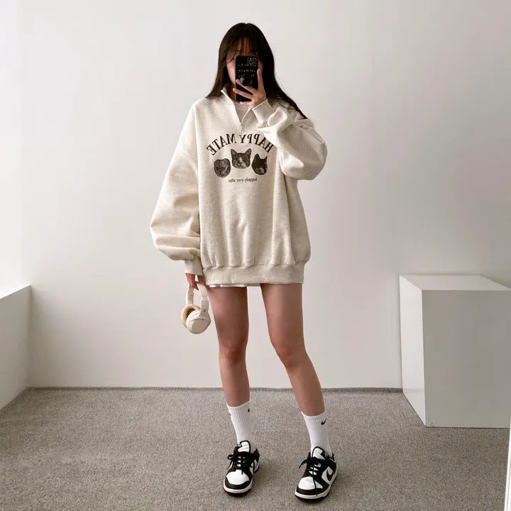 Plus Size Korean Style Pullover Hoodie