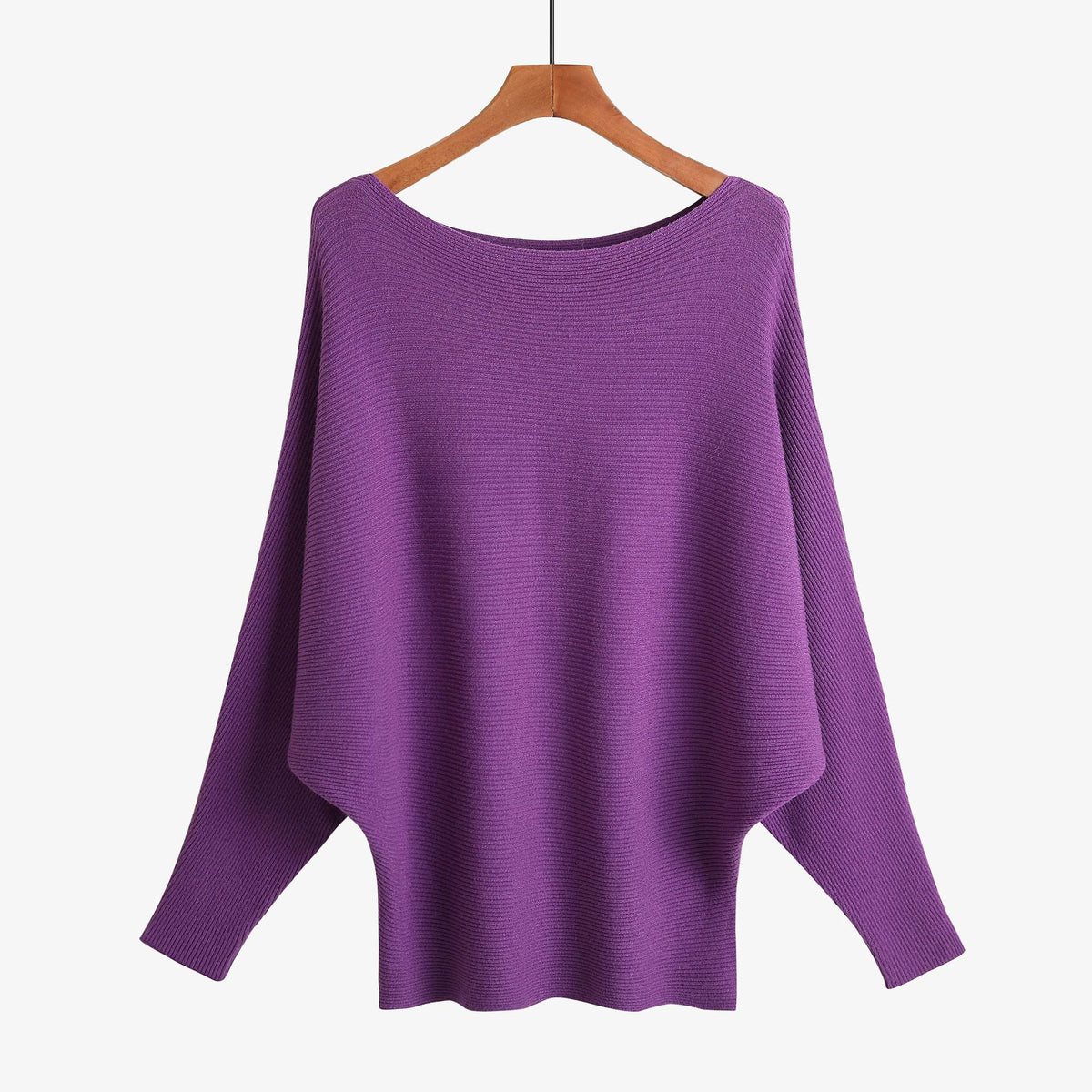 Halter-neck Batwing-knit Highly Elastic Laid-back Pullover Top