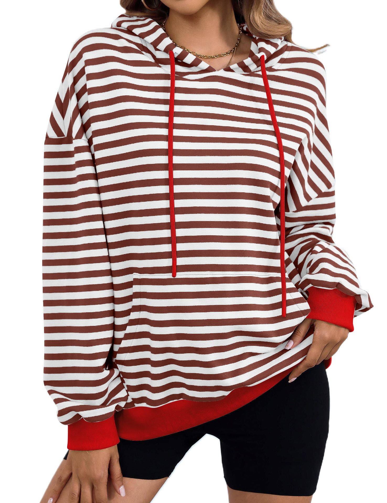 Women's Casual Striped Oversized Hoodie