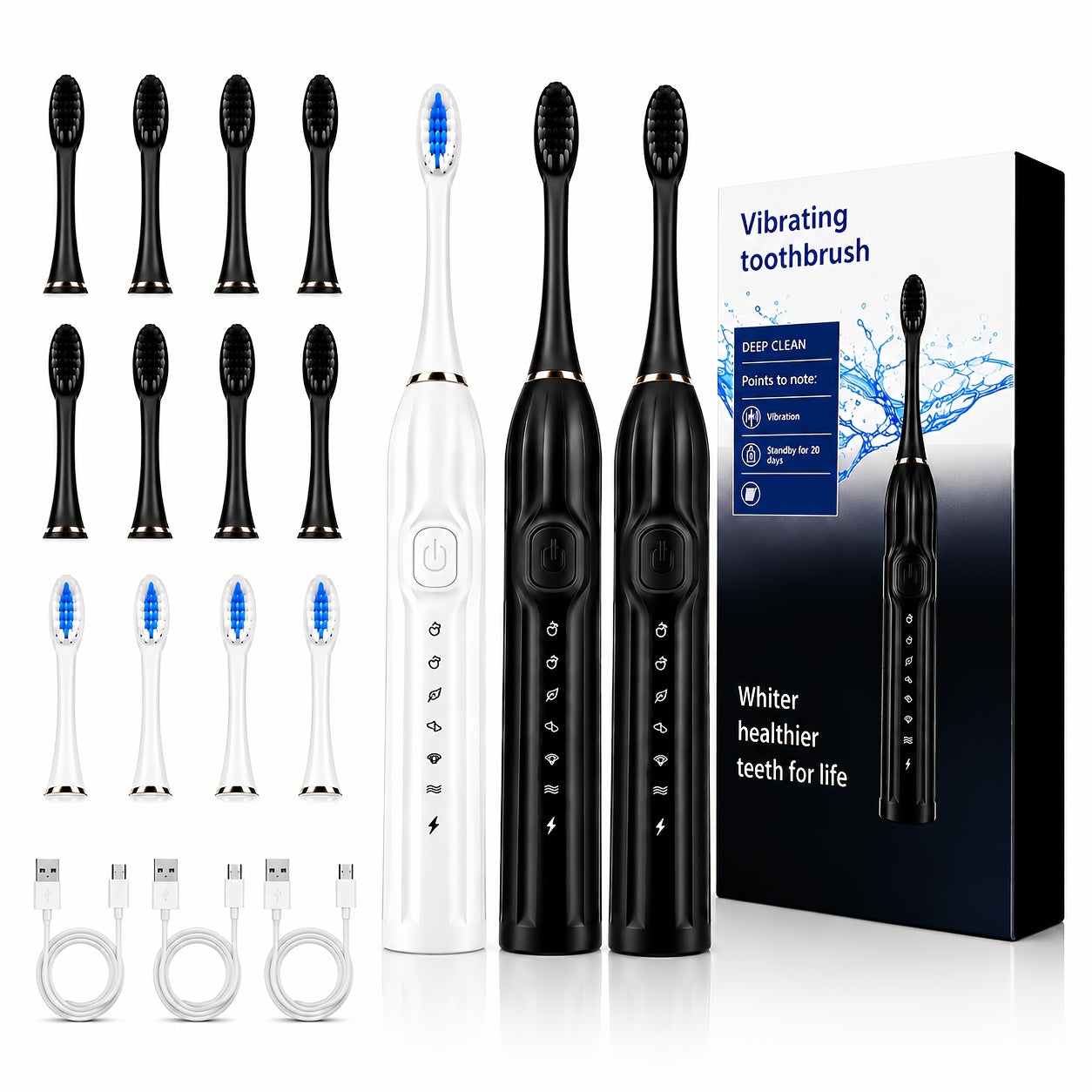 18-Piece IPX7 Sonic Electric Toothbrush Set with 6 Modes