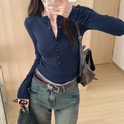 Pure Desire Long Sleeve Slim Design Sense Inner Bottoming Shirt Women