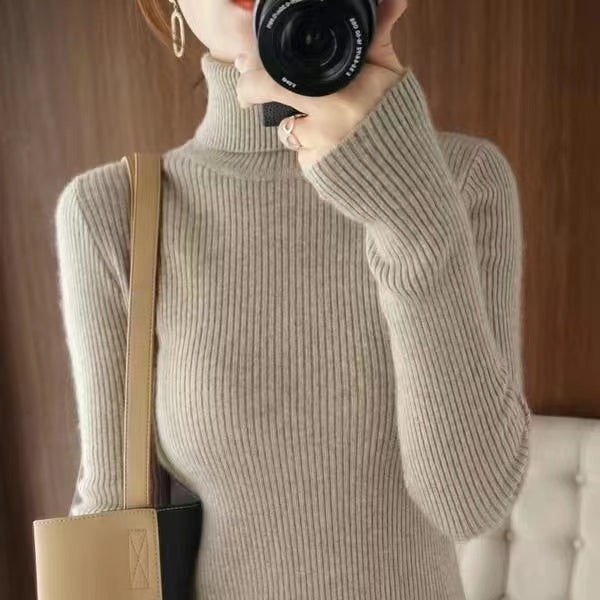 Autumn and Winter Women's Slim-fit Pullover Knit Sweater for Layering