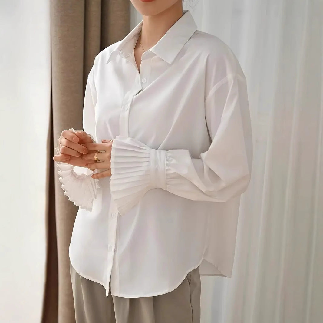 Women's Long-Sleeve Shirt With Ruffled Cuffs