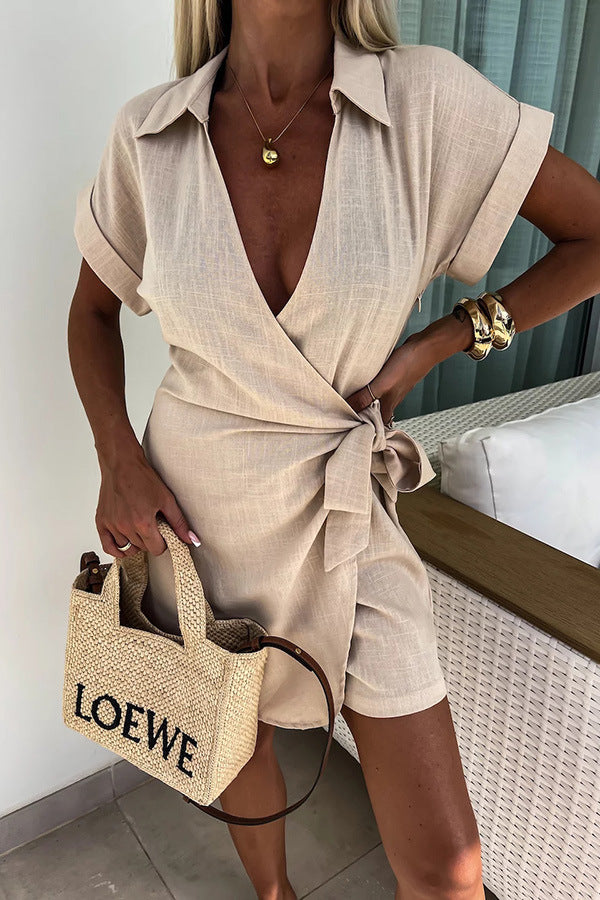Casual Lace-Up Vacation Romper