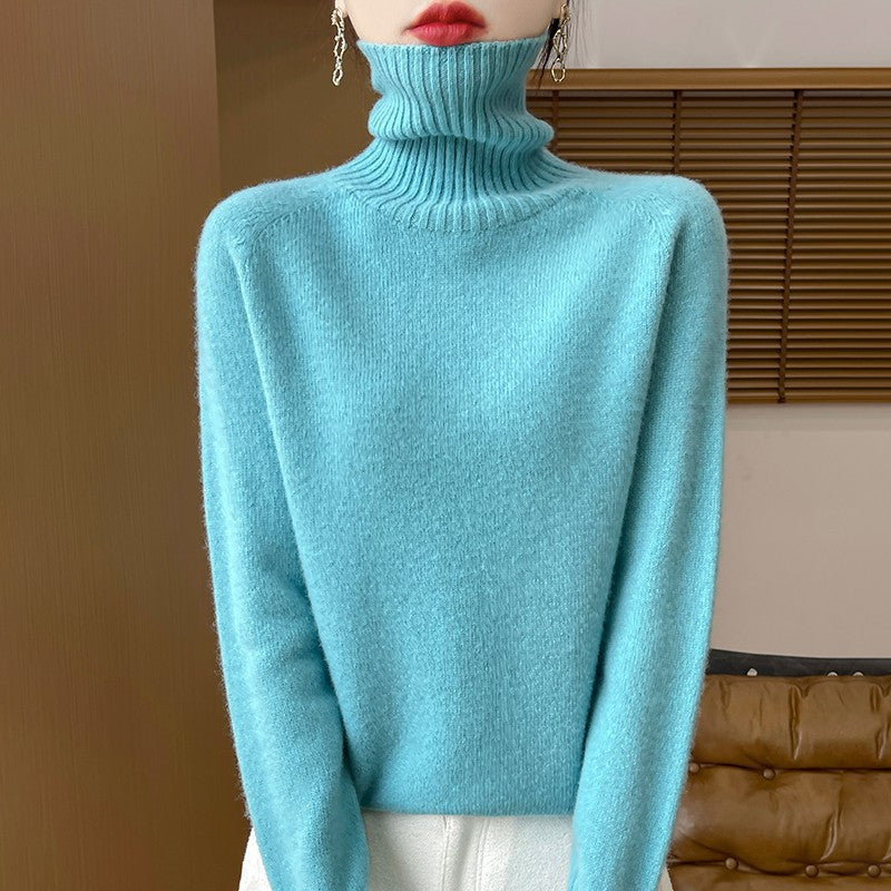 Knitted Sweater Solid-color Long-sleeve Pullover Relaxed-fit Bottoming Top