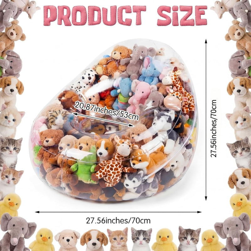 Extra‑Large Clear Bean Bag Chair Cover with Plastic Window – Waterproof, Easy‑Clean Storage for Stuffed Animals