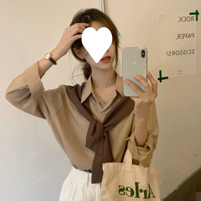Chic Women's Layered Chiffon Long-Sleeve Shawl Shirt