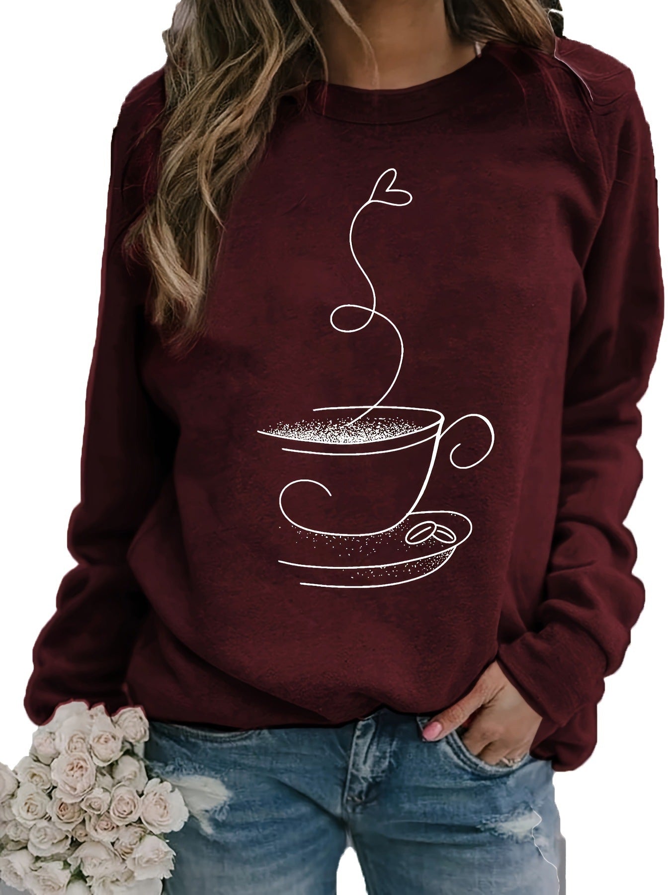Women's Graphic Print Crew Neck Casual Sweater