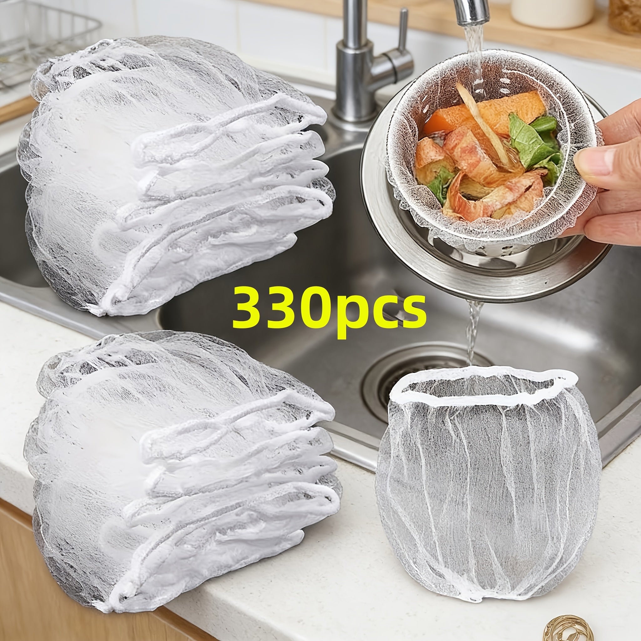 330pcs Disposable Sink Filter Bags for Bathroom and Kitchen Sinks