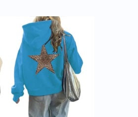 Women's Casual Printed Loose Hooded Sweatshirt