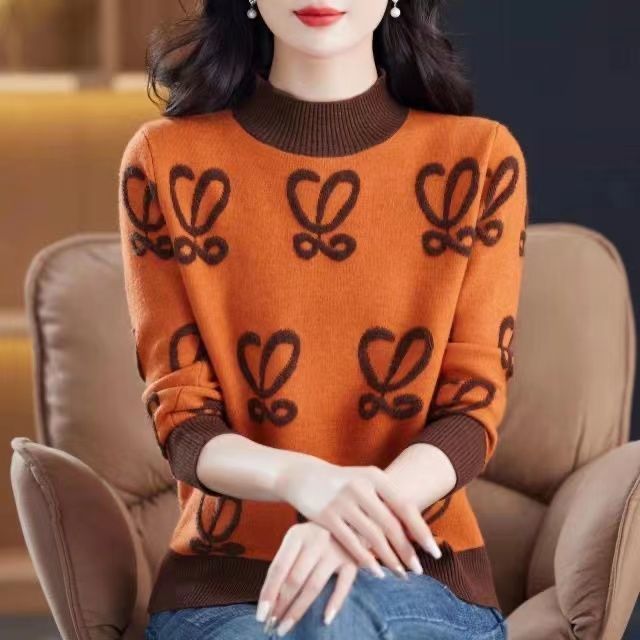 Fashion Casual Half Turtleneck Pullover Loose Slimming Ladies