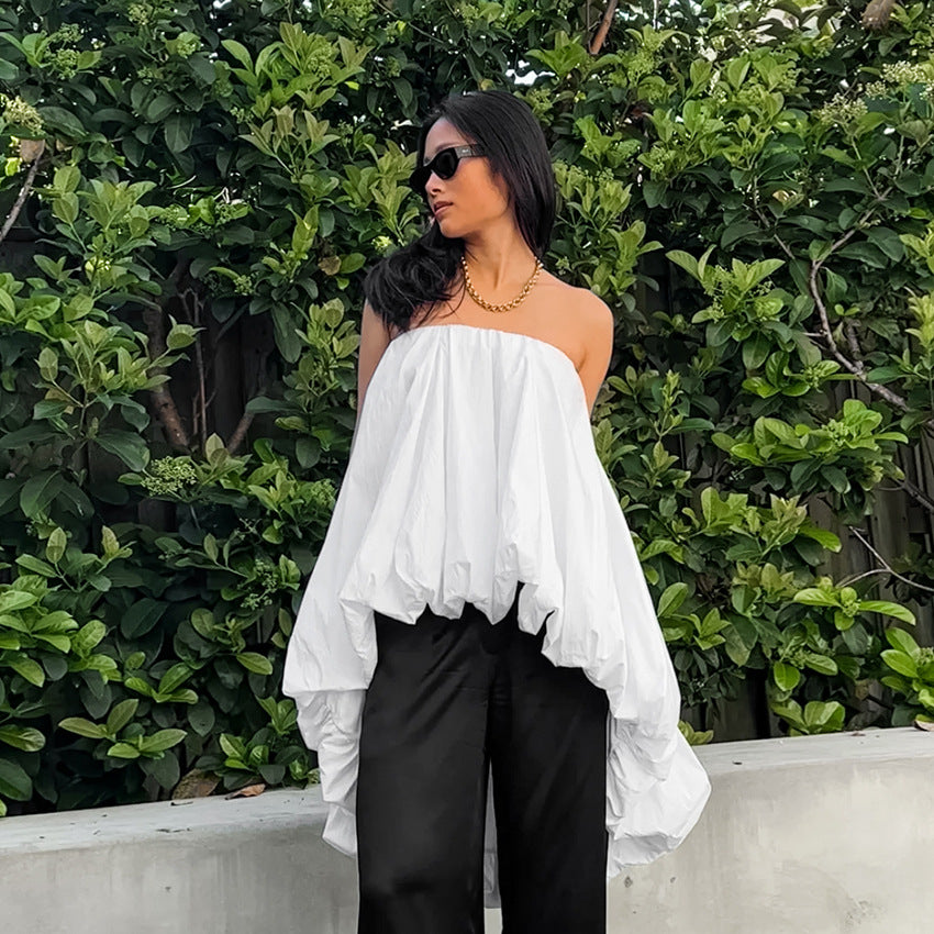 Sexy Off-the-shoulder Tube Top Irregular Hem Top